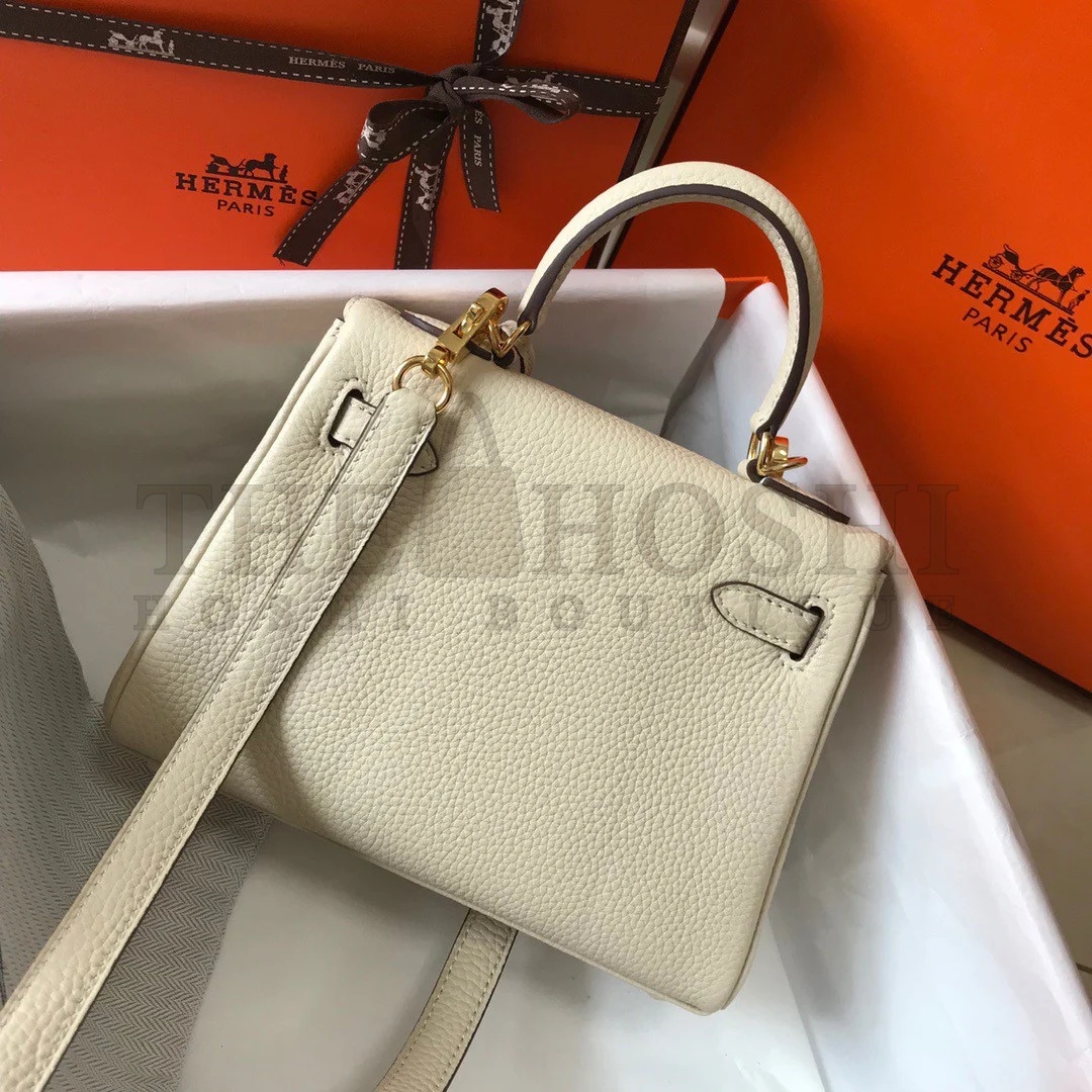 H**me5 Kelly 20cm Bag In Craie Clemence Leather GHW Master Quality