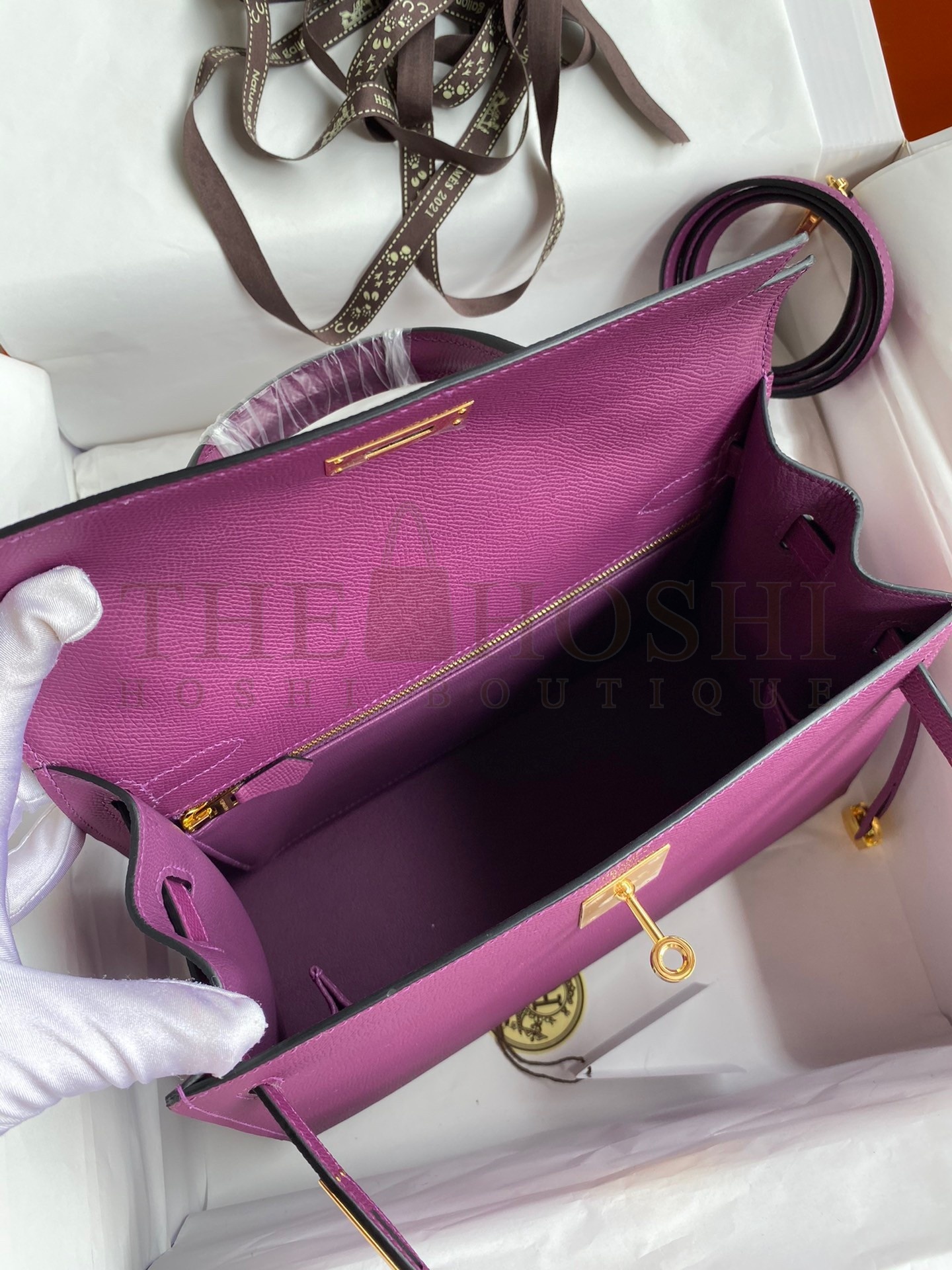 H**me5 Kelly Sellier 28 Handmade Bag In Anemone Epsom Calfskin Master Quality