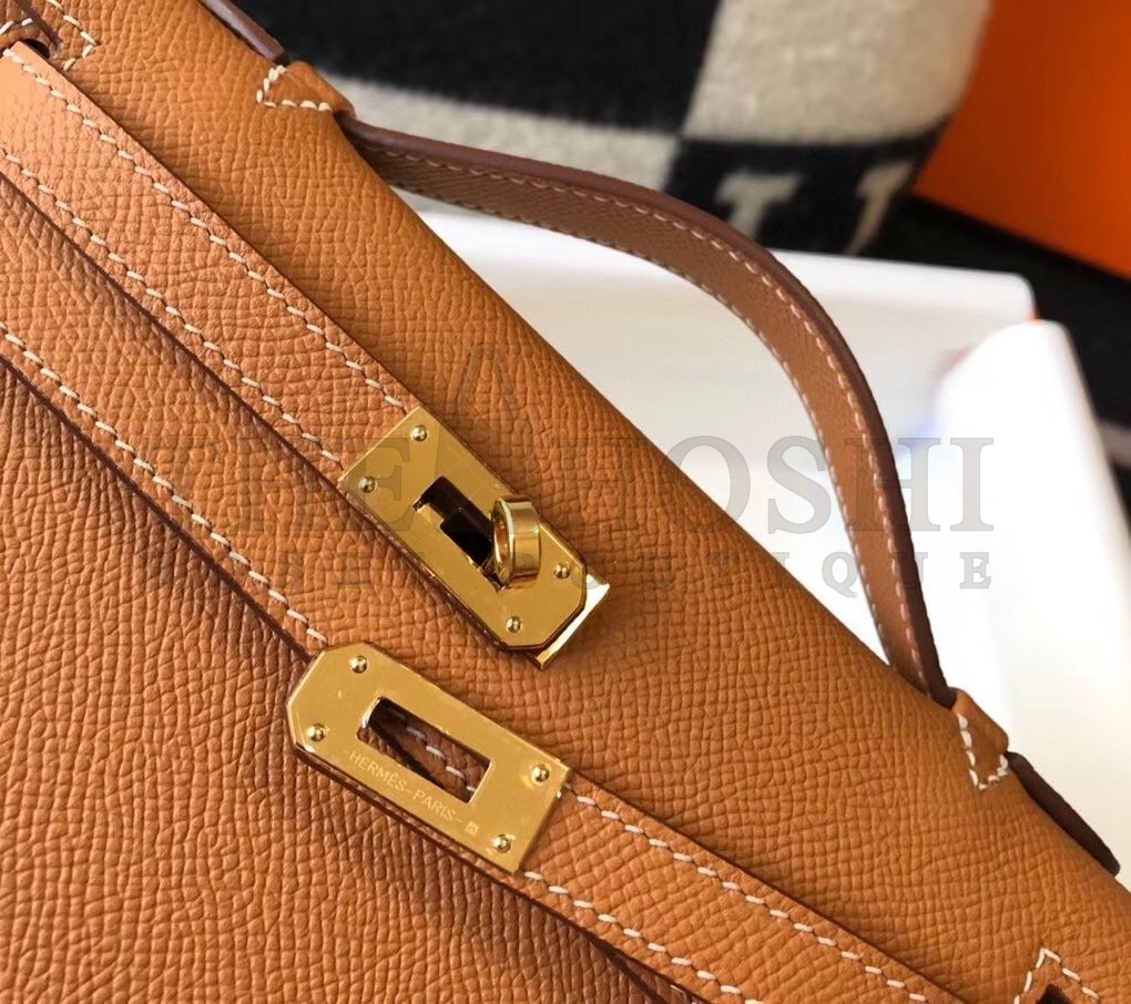 H**me5 Kelly Pochette Bag In Gold Epsom Leather Master Quality