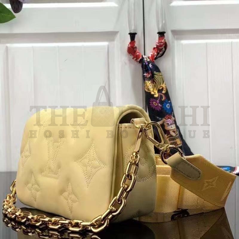 L0vis Vvtt0n LV Women Wallet On Strap Banane Yellow Monogram Embroidered Leather Master Quality