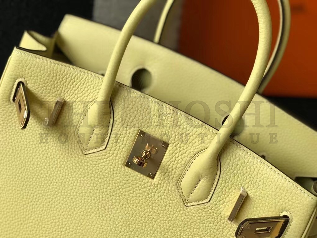H**me5 Birkin 30 Bag in Jaune Poussin Clemence Leather with GHW Master Quality