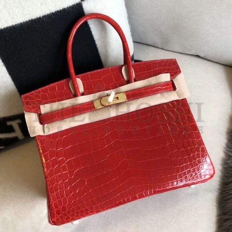 H**me5 Red Birkin 30cm Crocodile Niloticus Shiny Bag Master Quality