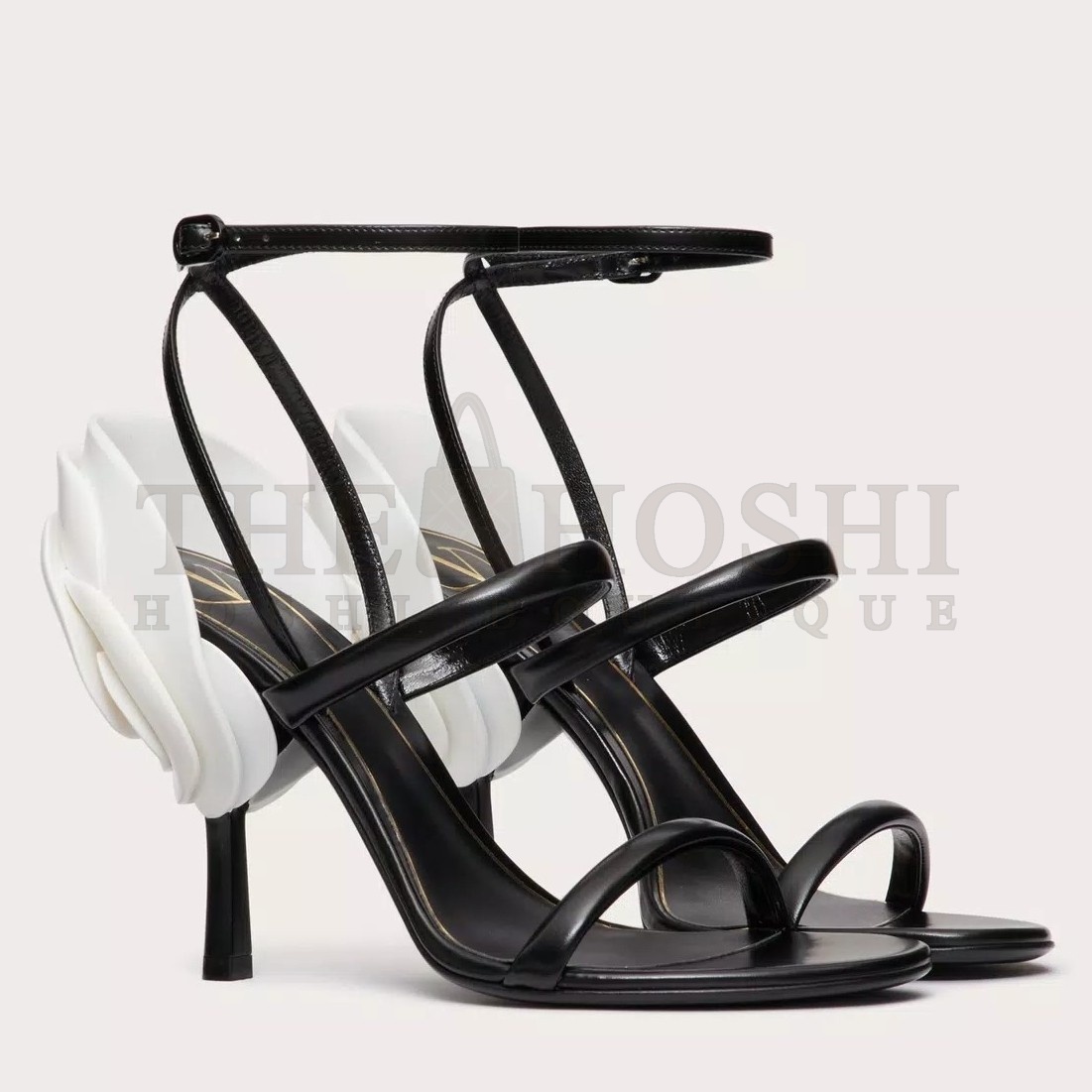 Va1e*ntin0 Roserouche Sandals 1959 100mm in Black Calfskin Master Quality