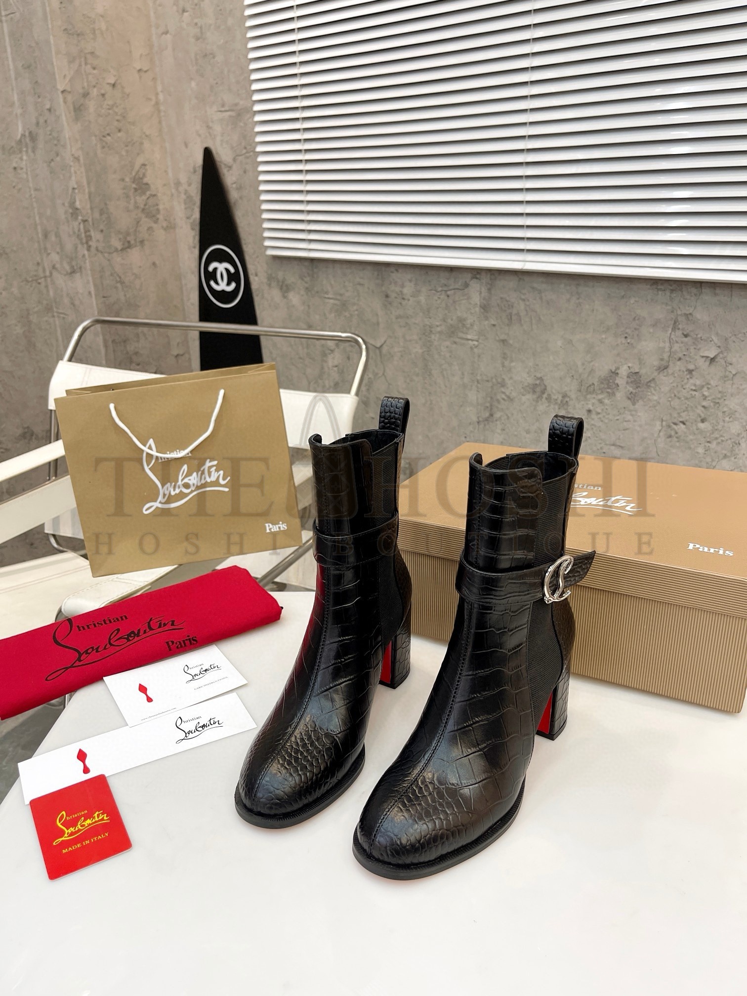 Chr1st1an Louboutin CL Chelsea Ankle Boots 70MM in Alligator Embossed Leather Master Quality