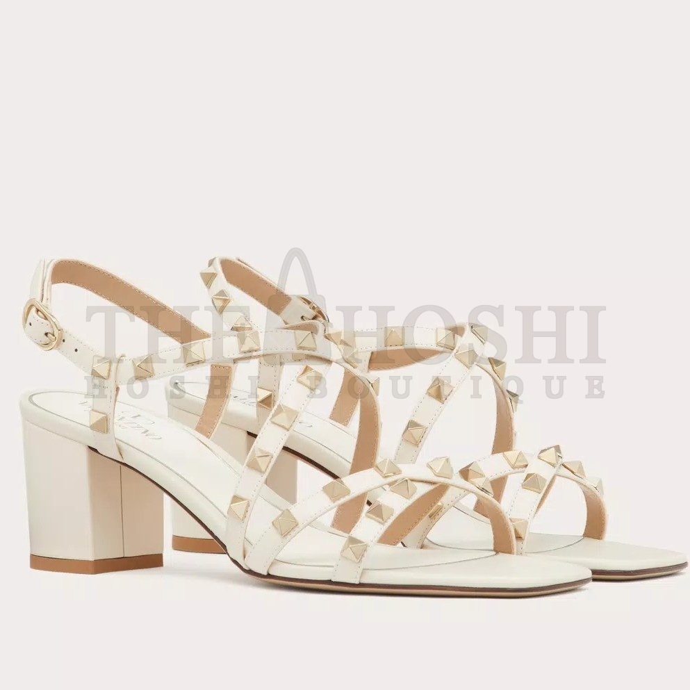 Va1e*ntin0 Rockstud Sandals 60MM with Straps in White Leather Master Quality