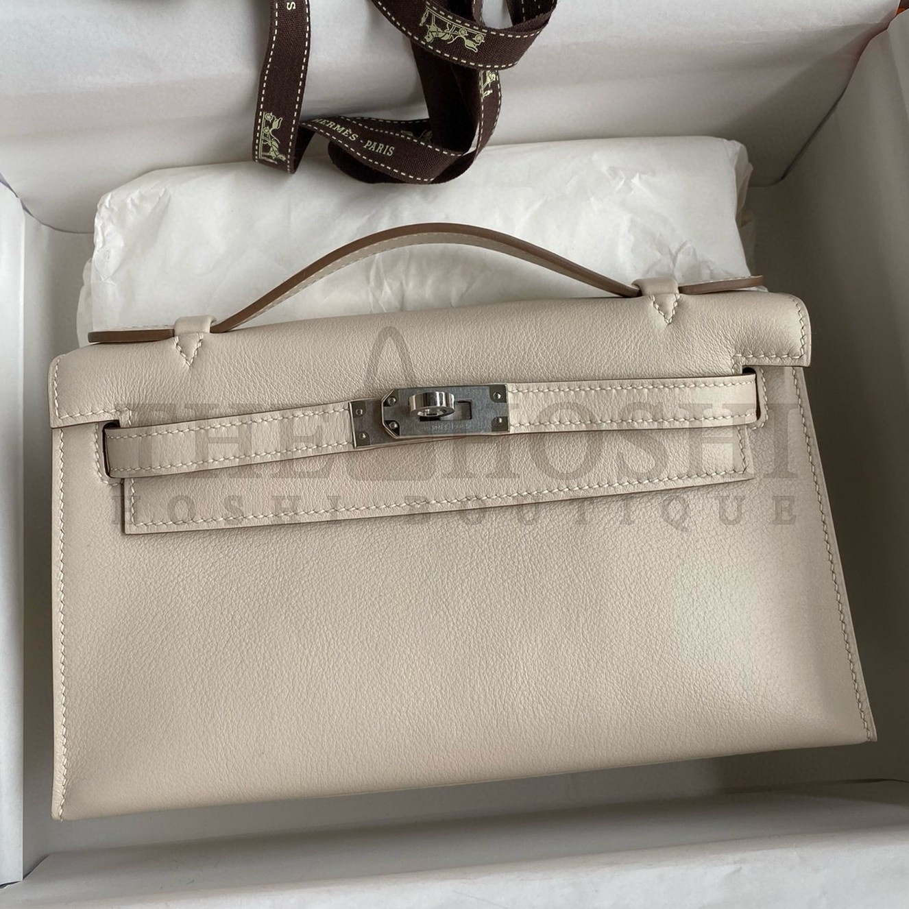 H**me5 Kelly Pochette Handmade Bag In Craie Swift Calfskin Master Quality