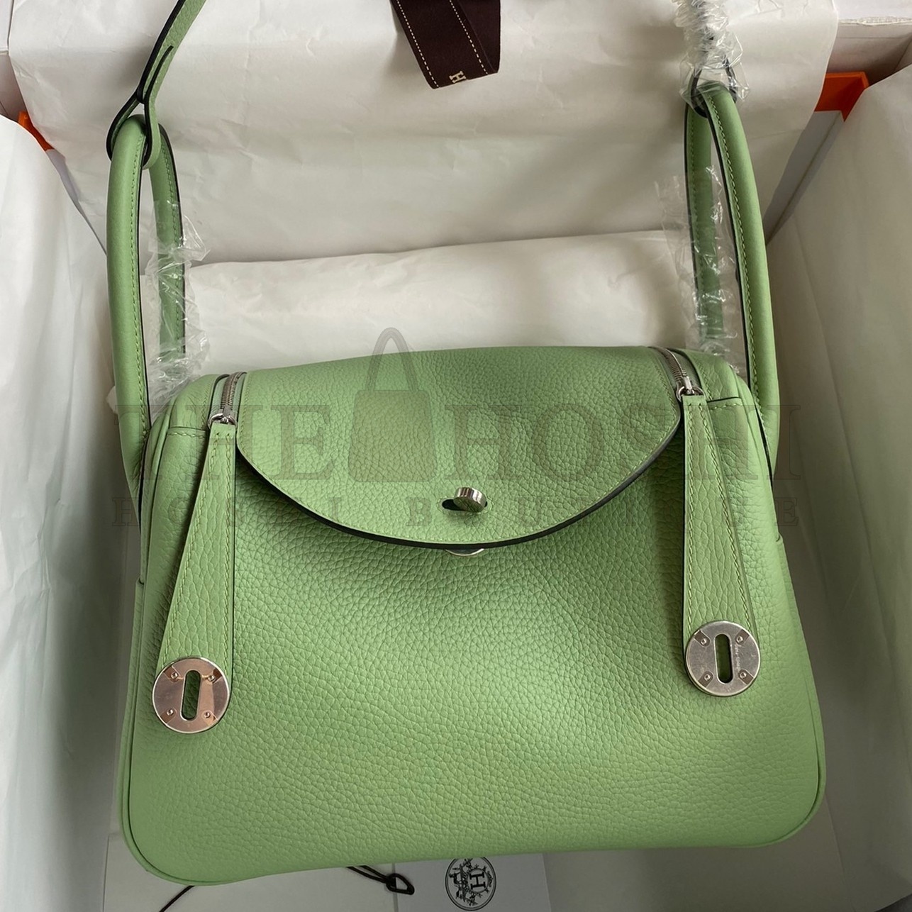 H**me5 Lindy 26 Handmade Bag In Vert Cypres Clemence Leather Master Quality