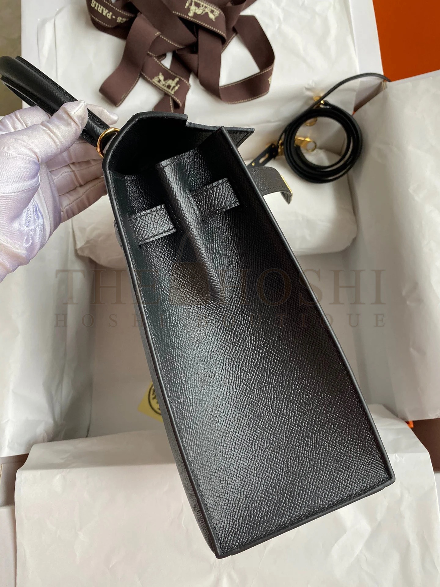 H**me5 Kelly Sellier 32 Handmade Bag In Black Epsom Calfskin Master Quality