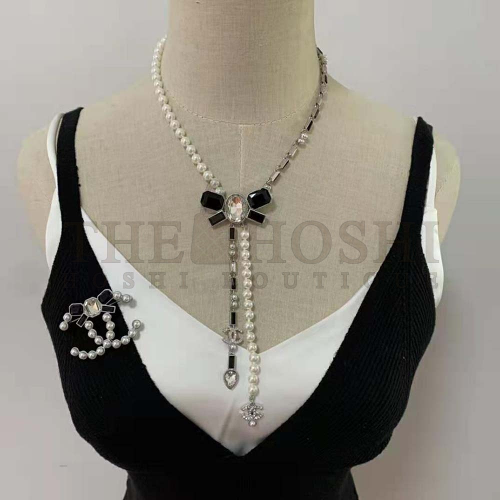 Ch**el Women Necklace in Metal Glass Pearls and Strass Master Quality