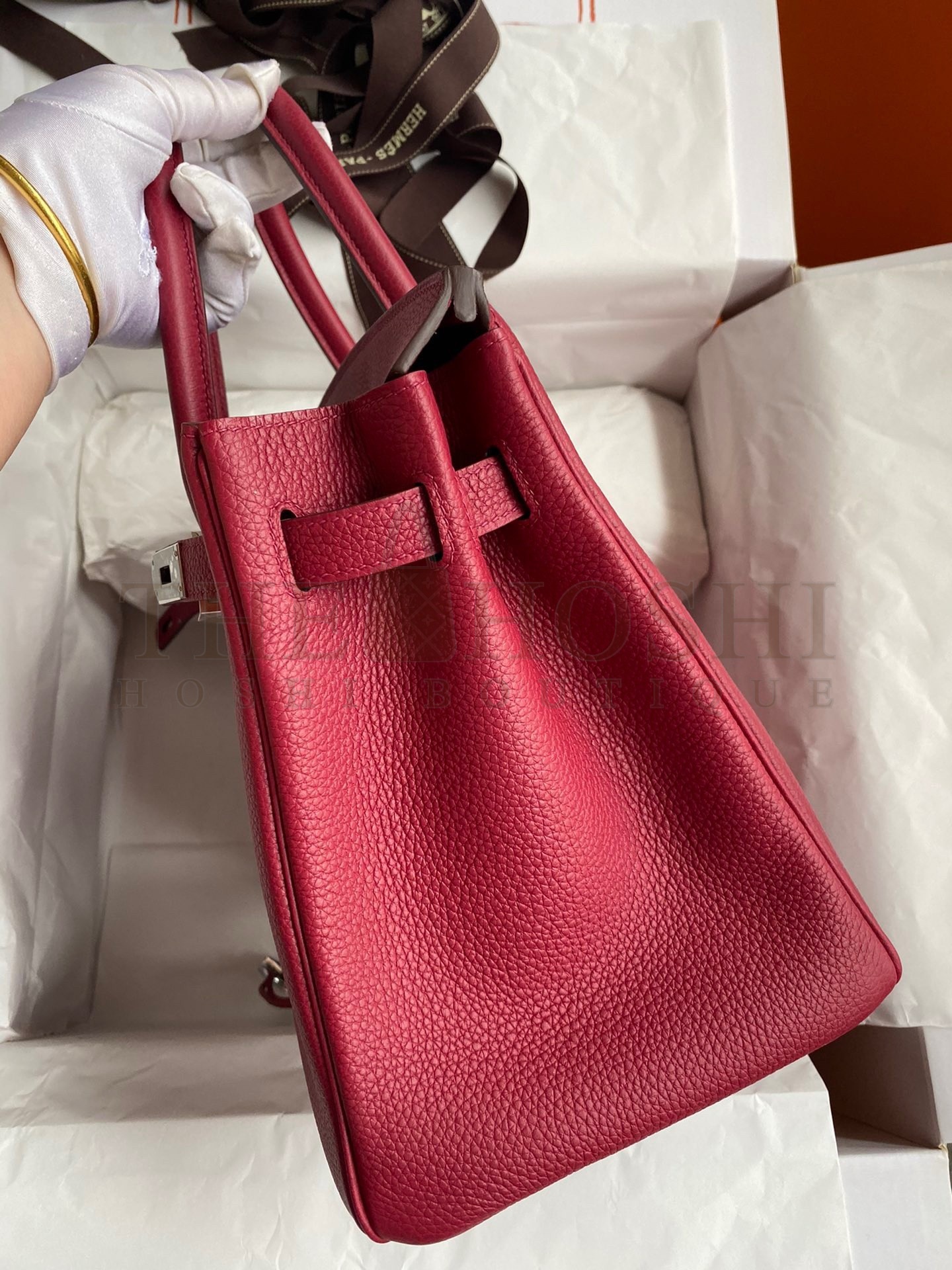 H**me5 Birkin 30 Retourne Handmade Bag In Rouge Grenat Clemence Leather Master Quality