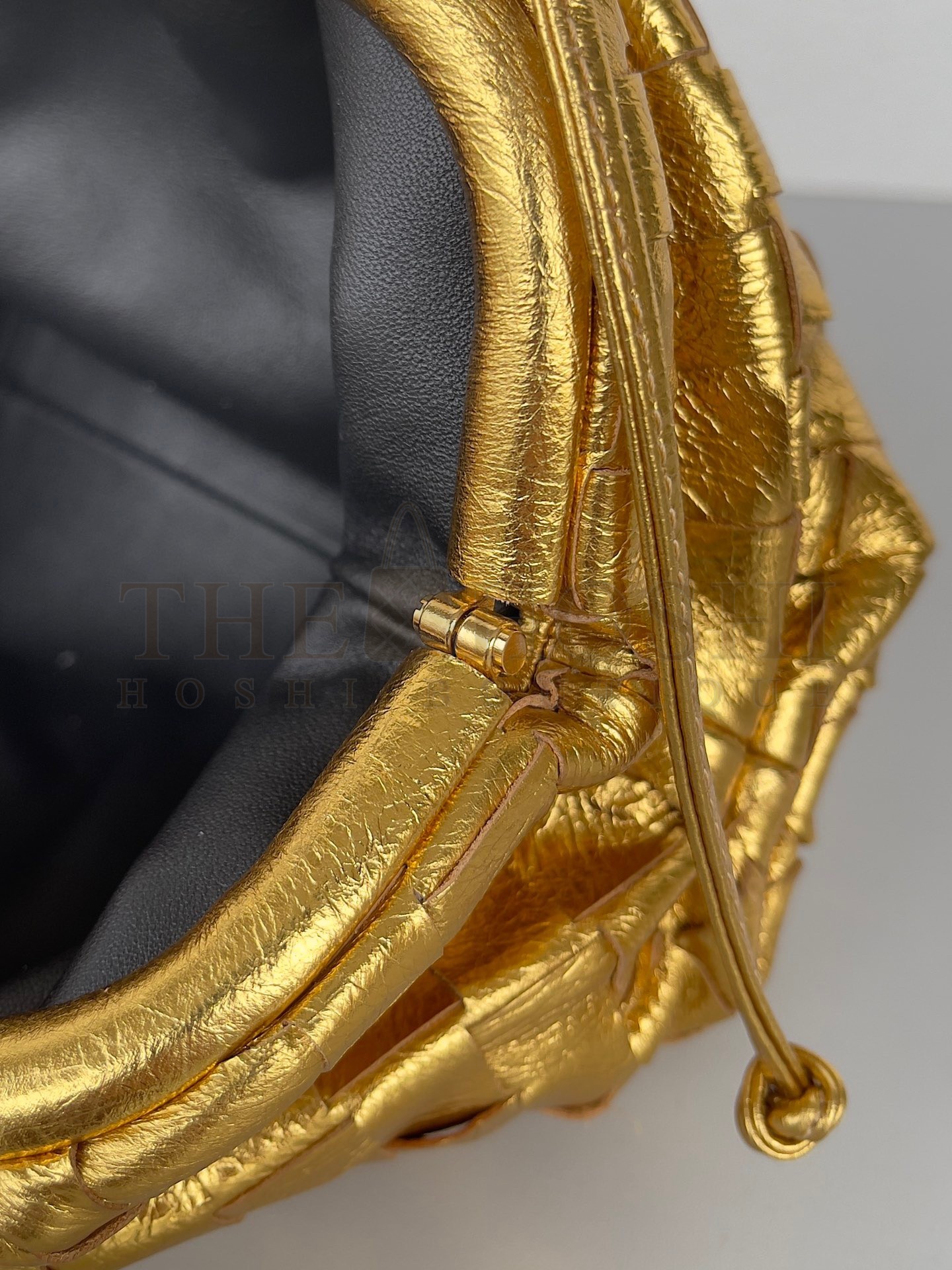 B0tt*ga Ven*ta Mini Pouch with Strap in Gold Metallic Lambskin Master Quality