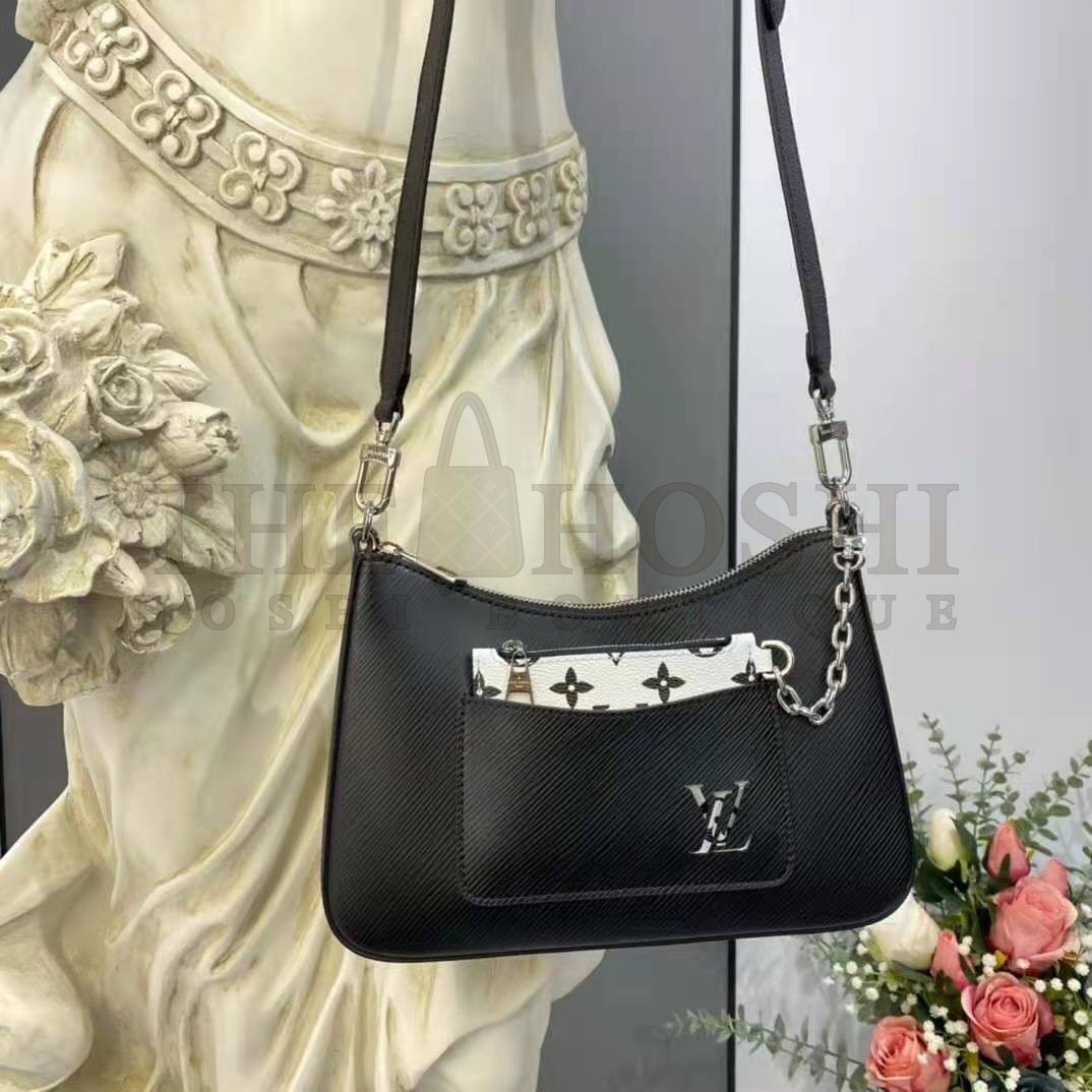 L0vis Vvtt0n LV Women Marelle Handbag Black Epi Grained Cowhide Leather Canvas Master Quality