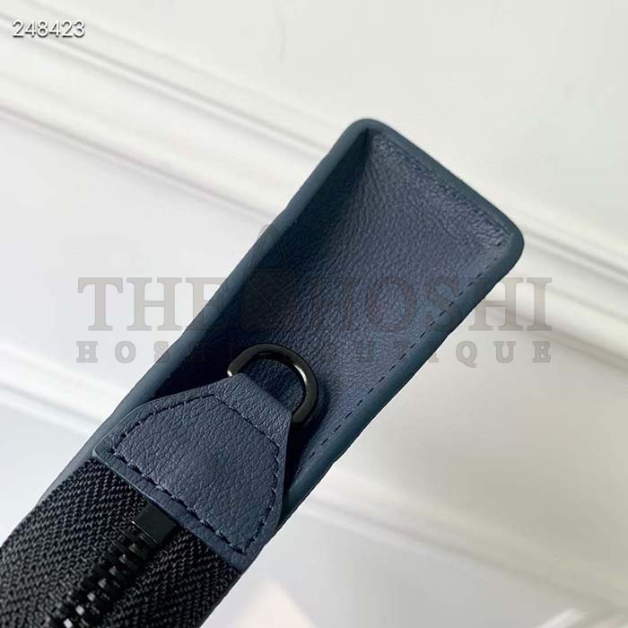 L0vis Vvtt0n LV Women Gaston Wearable Wallet Blue Monogram Shadow Calfskin Leather M83384 Master Quality