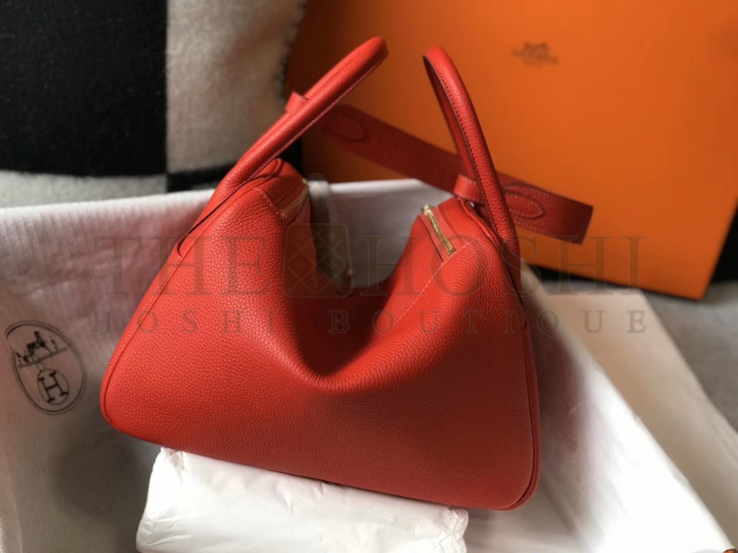 H**me5 Lindy 30cm Bag In Red Clemence Leather Master Quality