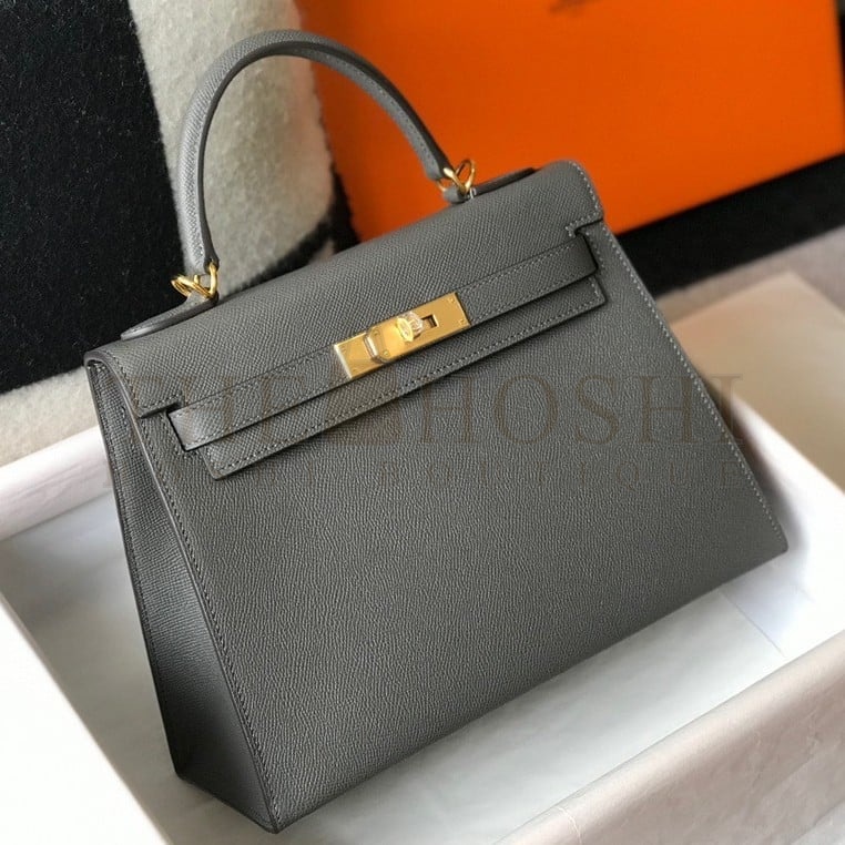 H**me5 Kelly 25cm Sellier Bag in Ardoise Epsom Calfskin GHW Master Quality