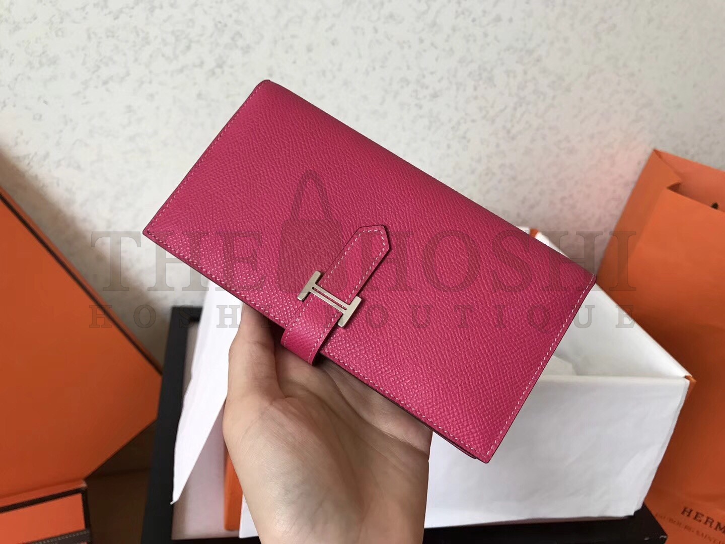 H**me5 Peach Epsom Bearn Gusset Wallet Master Quality