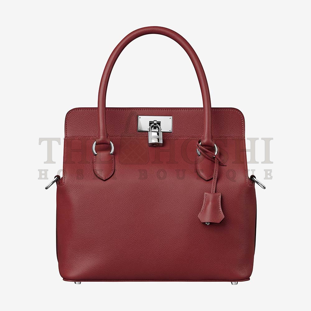 H**me5 Women Toolbox 26 Bag in Calfskin Leather-Maroon Master Quality