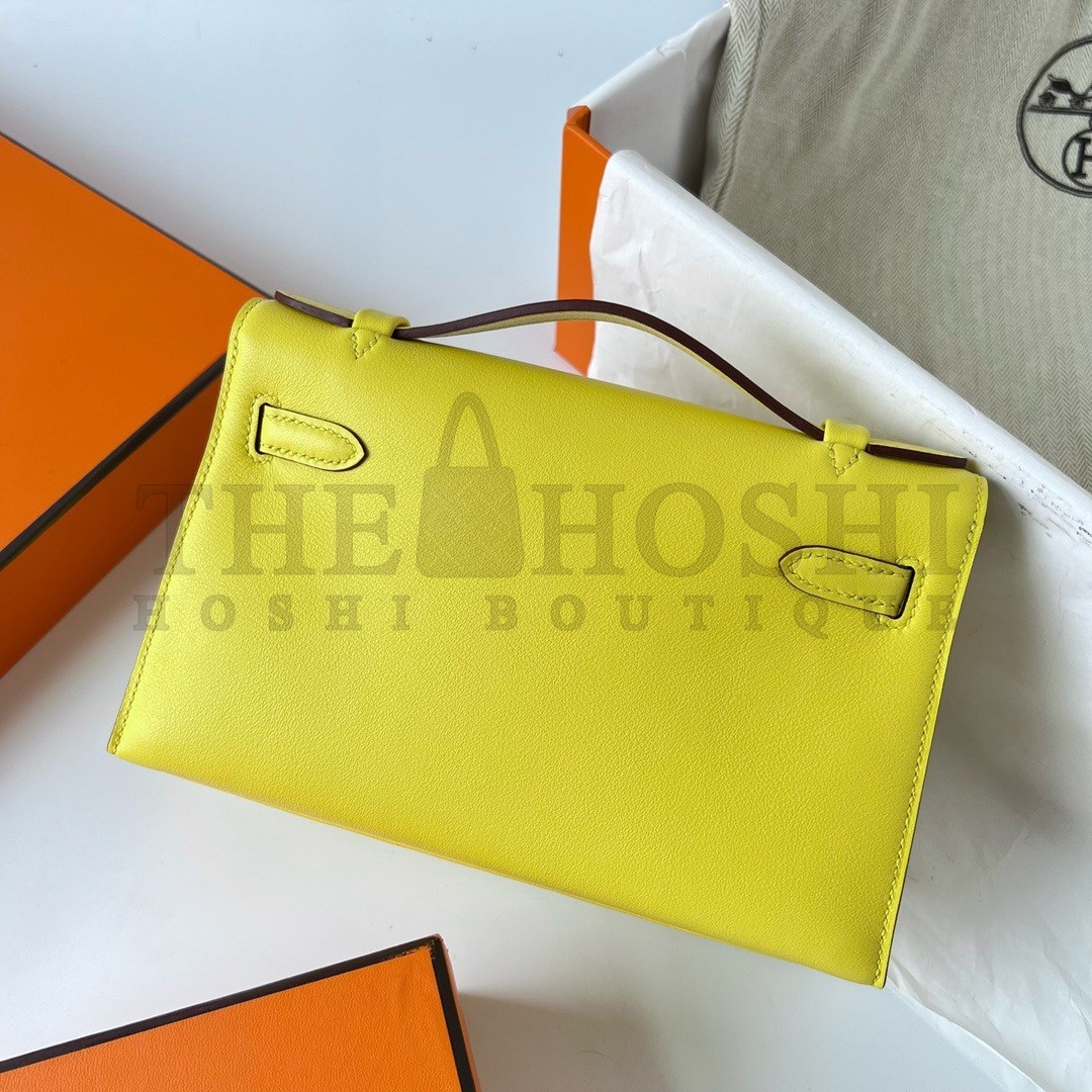 H**me5 Kelly Pochette Handmade Bag In Lime Swift Calfskin Master Quality