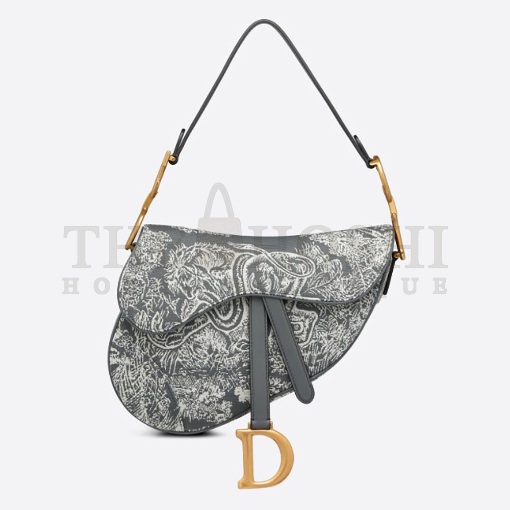 D10r Women Saddle Bag Toile DE Jouy Reverse Jacquard-Silver Master Quality