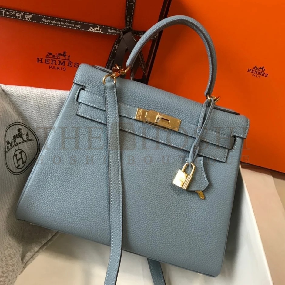 H**me5 Kelly 25cm Retourne Bag in Blue Lin Clemence Leather GHW Master Quality