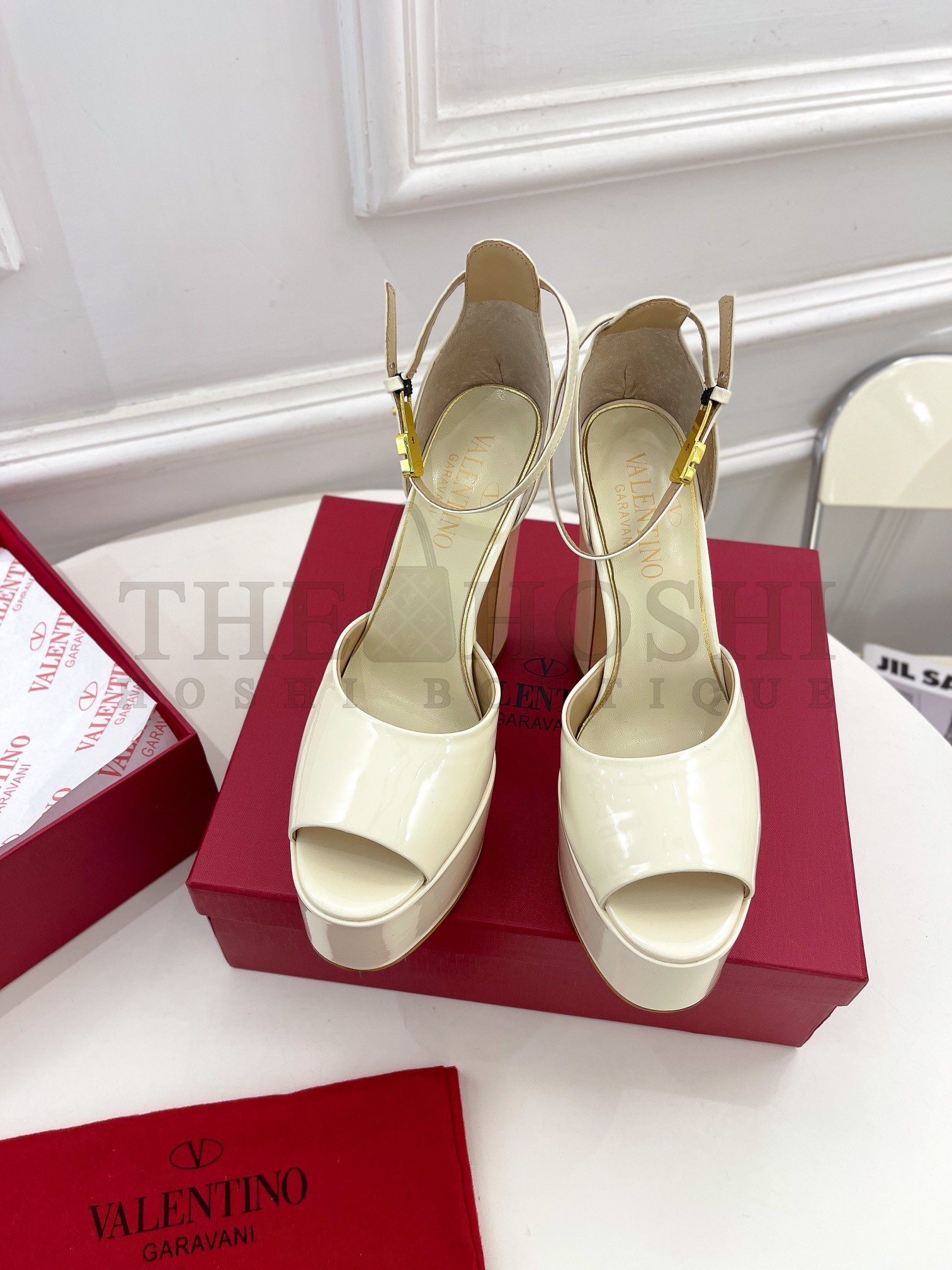 Va1e*ntin0 Tan-Go Platform Sandals 155mm In White Patent Leather Master Quality