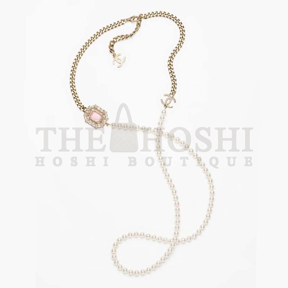 Ch**el Women Long Necklace in Metal Resin Glass Pearls and Strass Master Quality