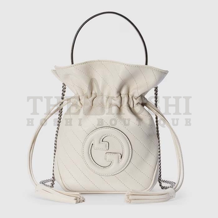 Gvc*1 Women GG Blondie Mini Bucket Bag White Leather Round Interlocking G Master Quality