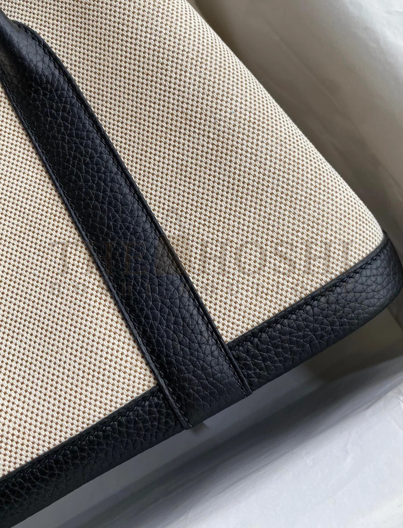 H**me5 Garden Party 30 Handmade Bag in Toile and Black Leather Master Quality