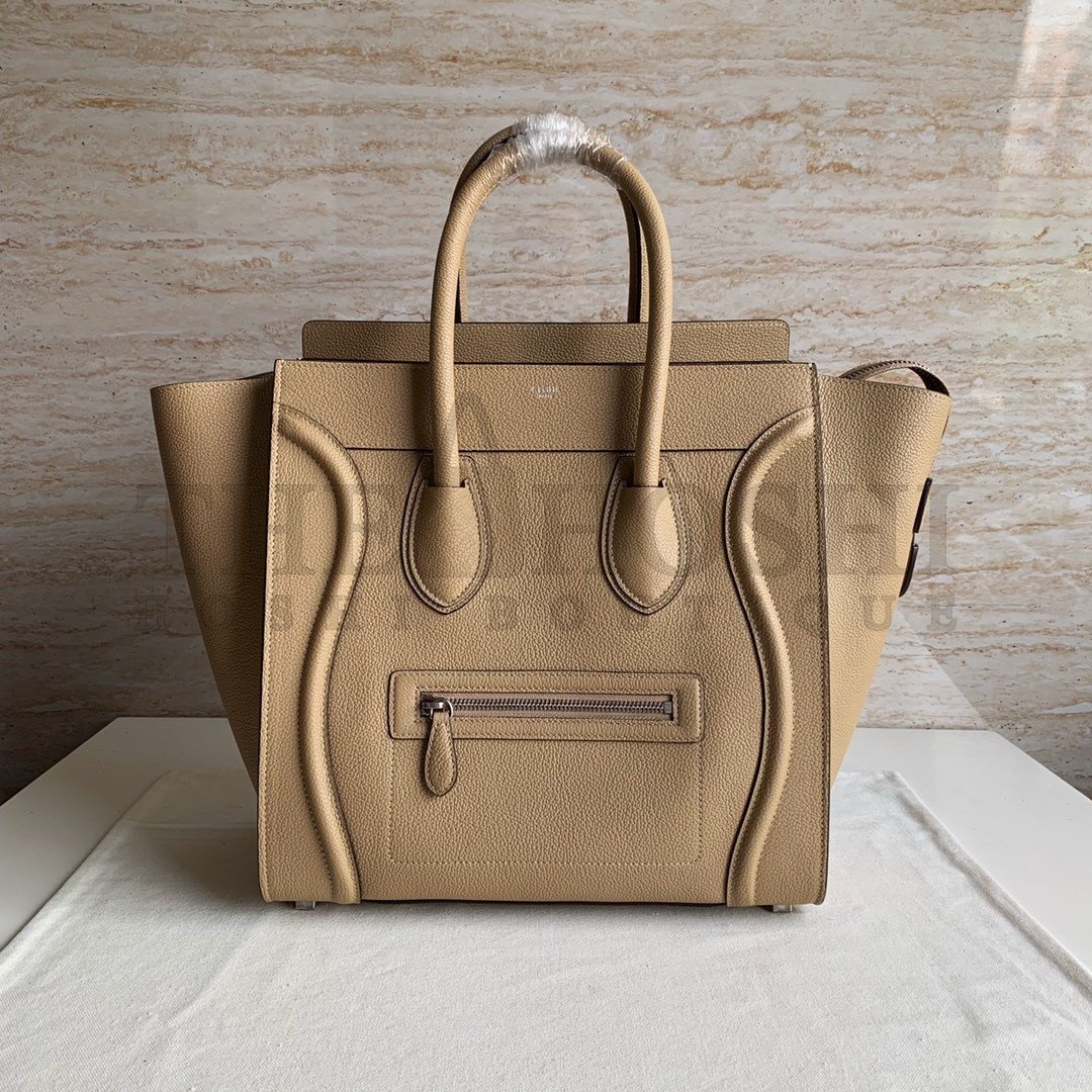 Ce1i*e Mini Luggage Tote Bag In Dune Drummed Calfskin Master Quality