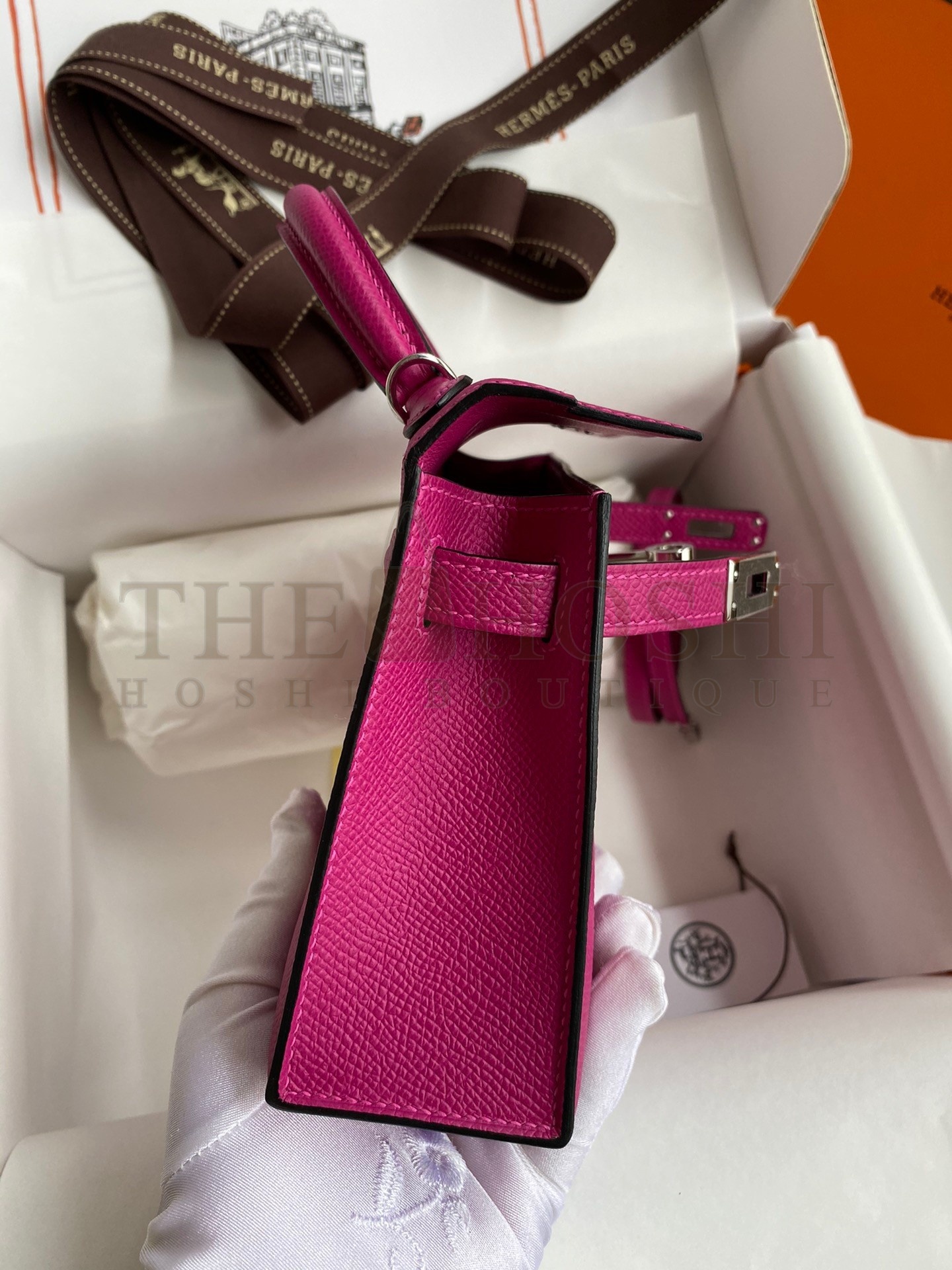 H**me5 Kelly Mini II Sellier Handmade Bag In Rose Purple Epsom Calfskin Master Quality