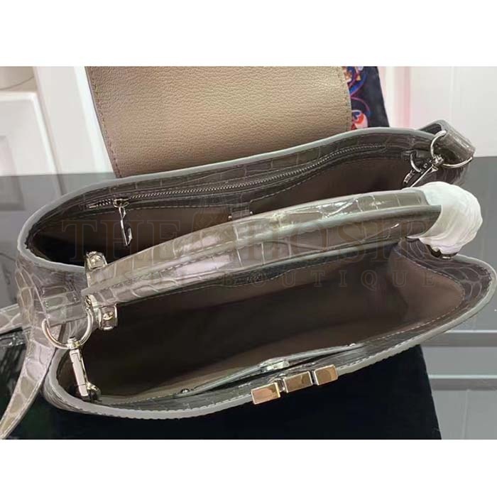 L0vis Vvtt0n LV Women Capucines MM Handbag Grey Crocodilien Brillant Savoir Faire Master Quality