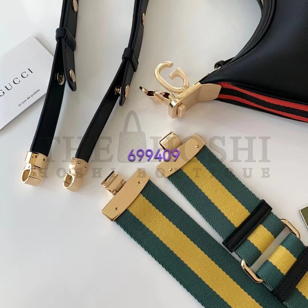 Gvc*1 Women Attache Small Shoulder Bag Black Leather Orange Black Web Master Quality