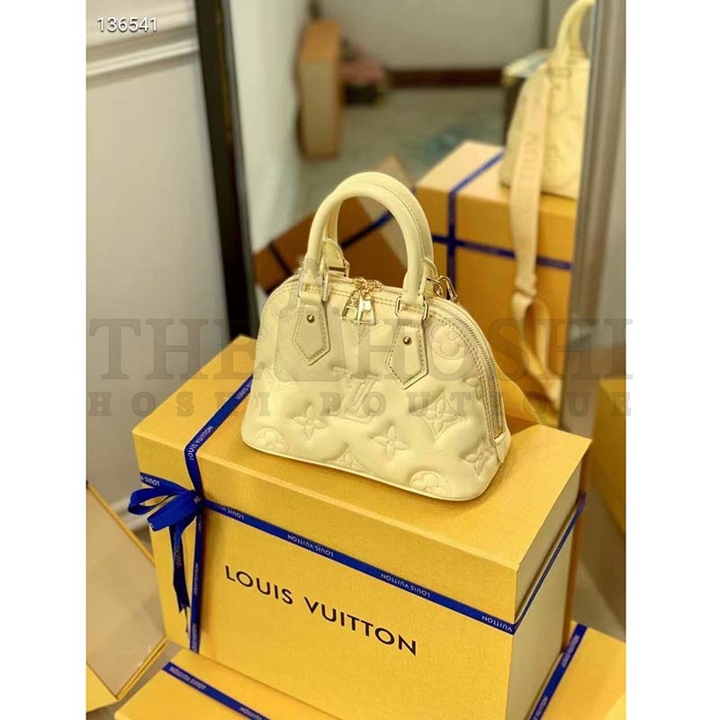 L0vis Vvtt0n LV Women Alma BB Handbag Banana Yellow Quilted Embroidered Calf Master Quality