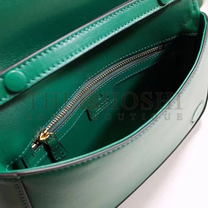 Gvc*1 Women GG Blondie Shoulder Bag Emerald Green Leather Round Interlocking G Master Quality