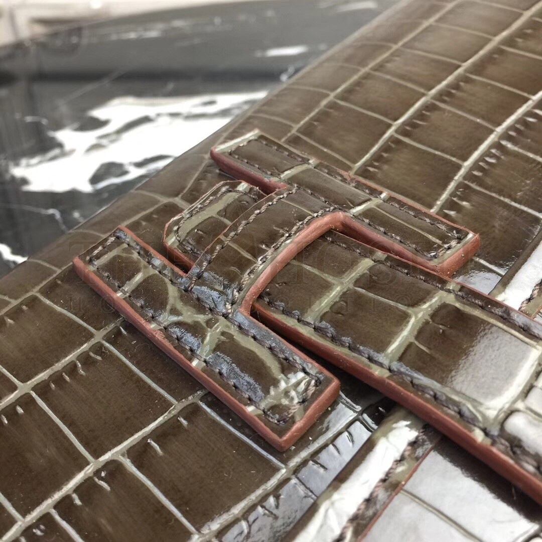 H**me5 Jige Elan 29 Clutch In Chocolate Crocodile Leather Master Quality