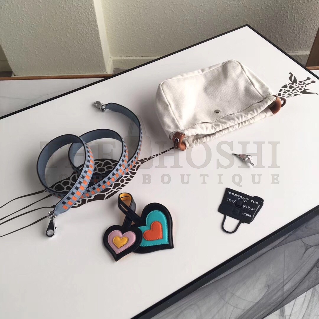 H**me5 Blue Lin Picotin Lock 18cm Bag With Braided Handles Master Quality