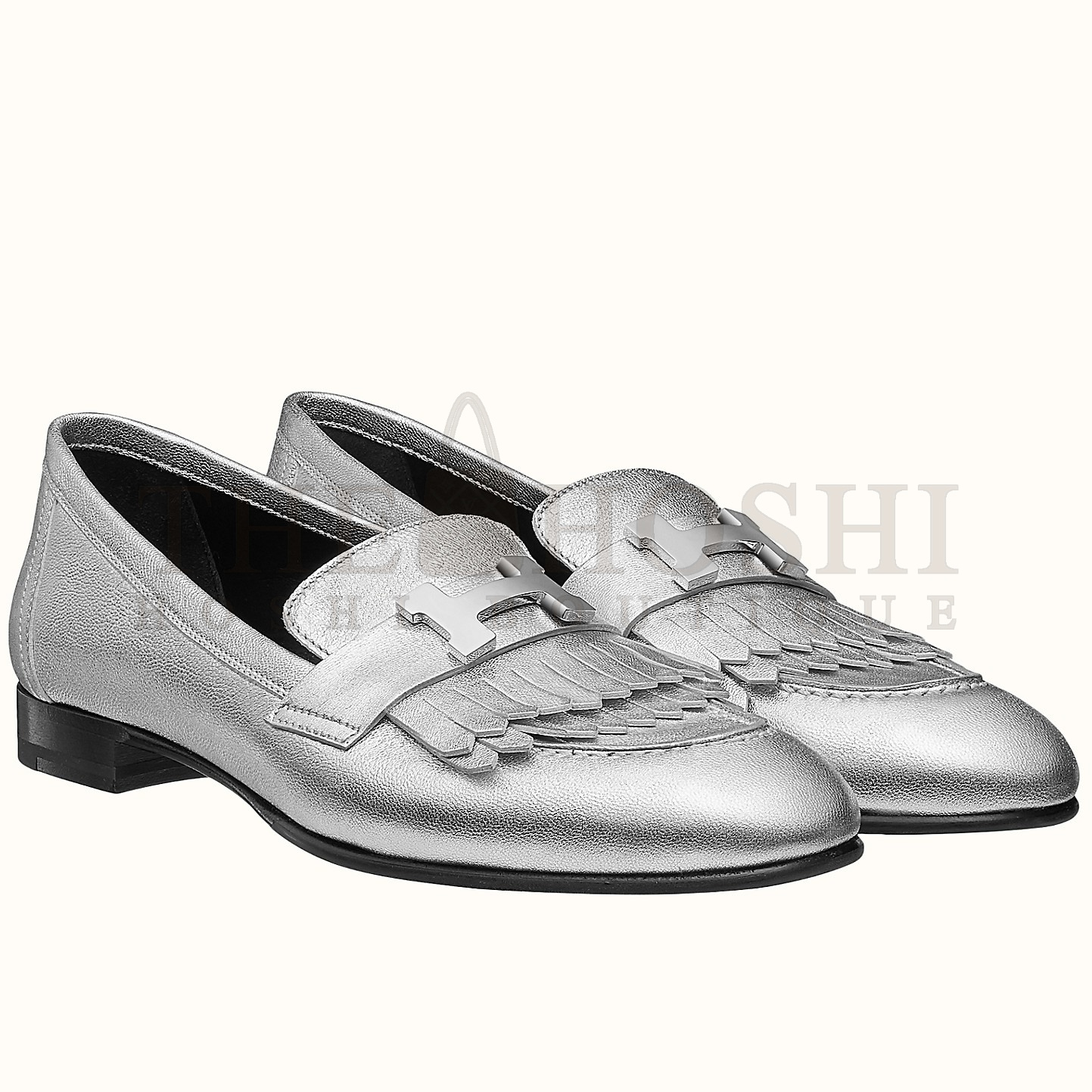 H**me5 Women's Royal Loafers In Silver Metallic Lambskin Master Quality