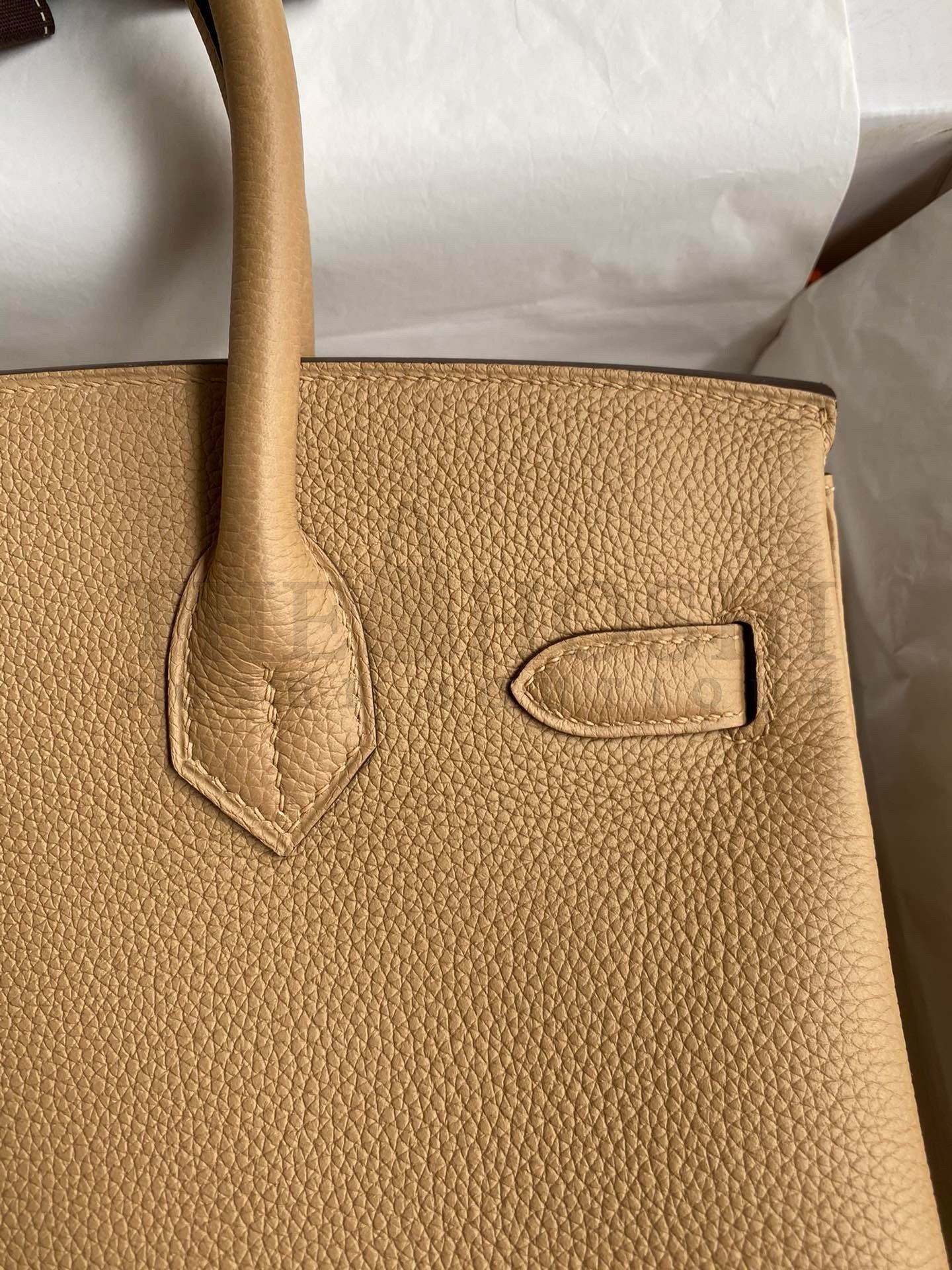 H**me5 Birkin 30 Retourne Handmade Bag In Chai Clemence Leather Master Quality