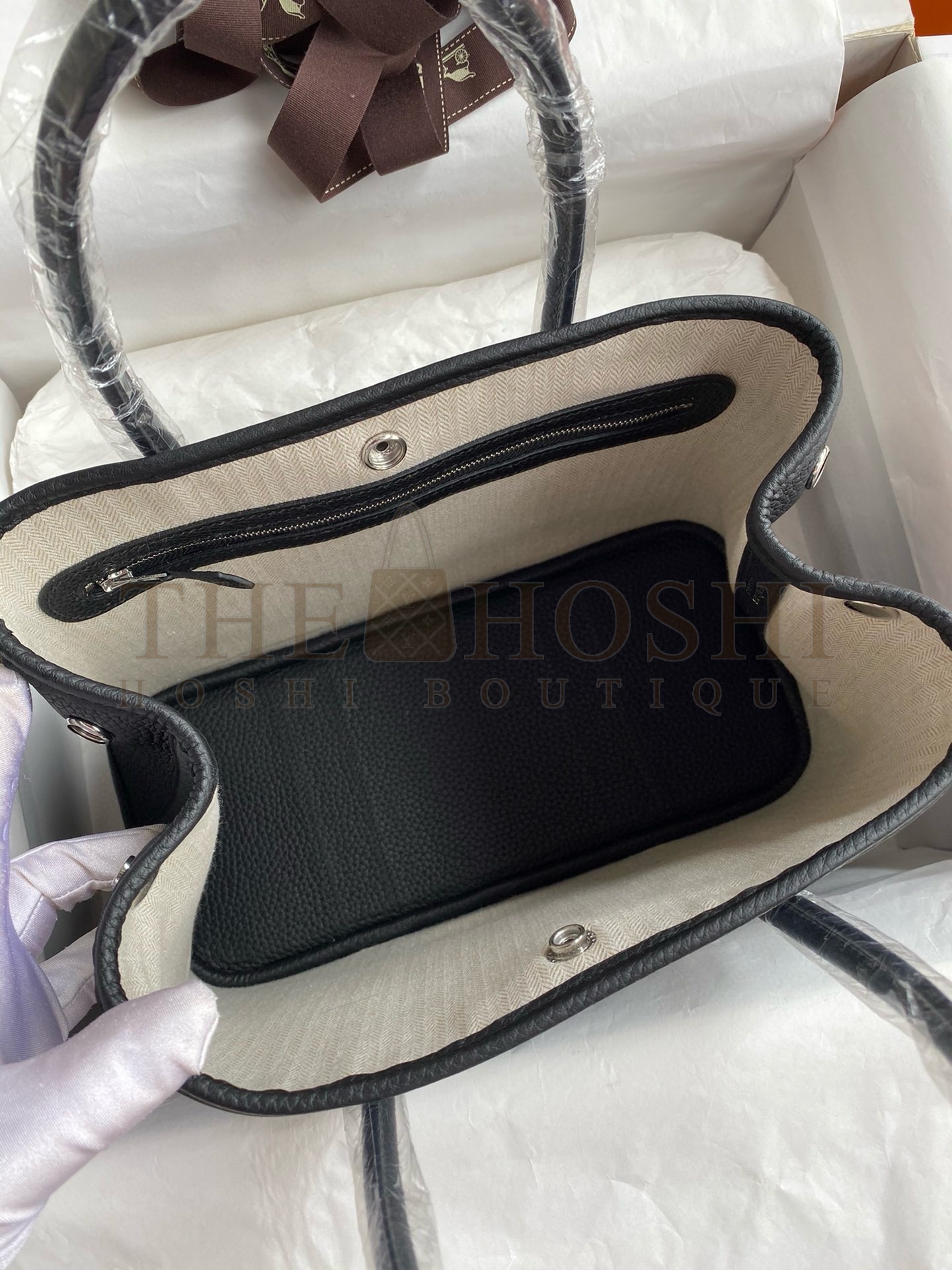 H**me5 Garden Party 30 Handmade Bag in Black Clemence Leather Master Quality