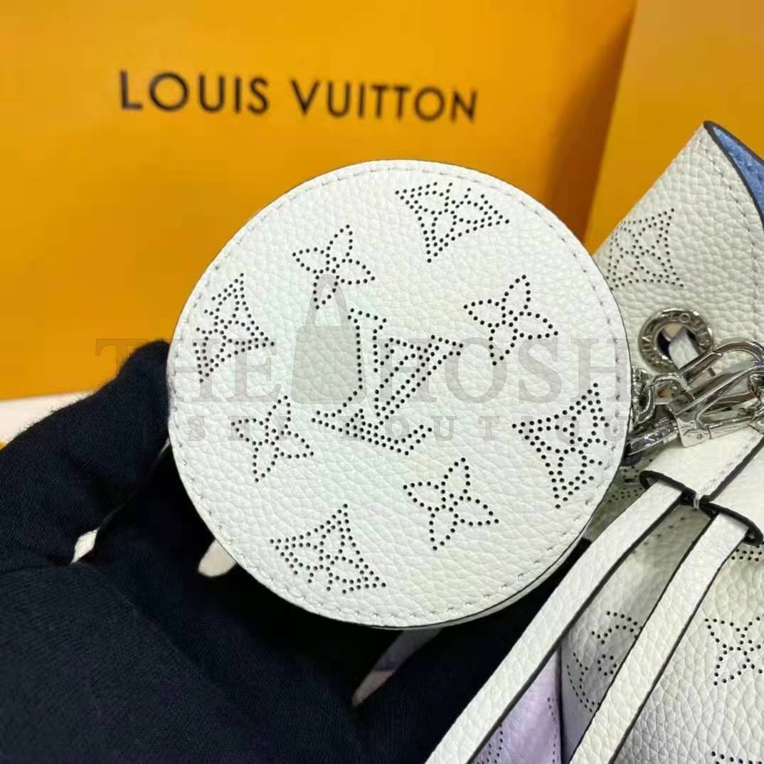 L0vis Vvtt0n LV Women Bella Bucket Bag Gradient Blue Mahina Perforated Calf Leather Master Quality