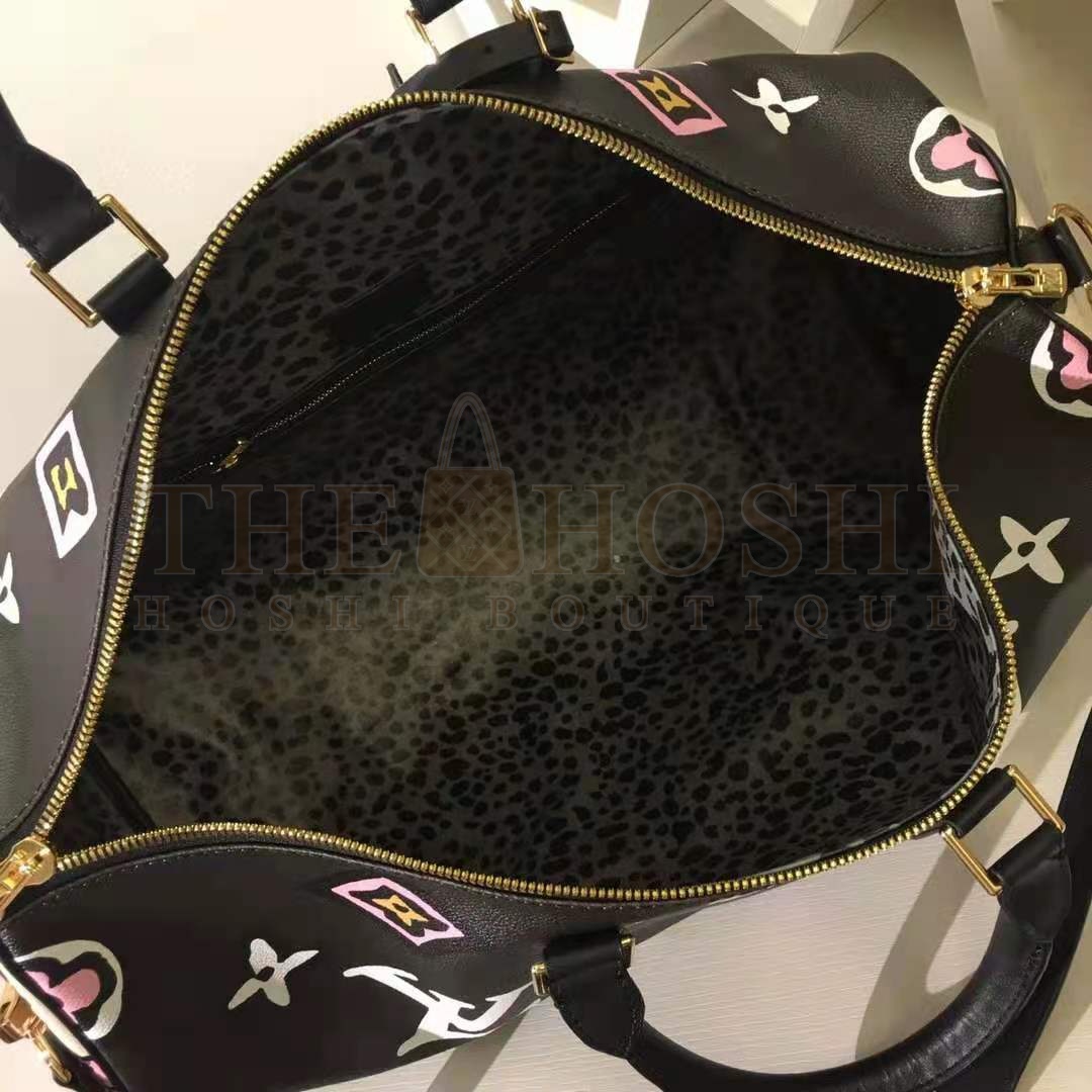 L0vis Vvtt0n LV Women Keepall Bandoulière 45 Bag Black Cabin Size Monogram Coated Canvas Master Quality