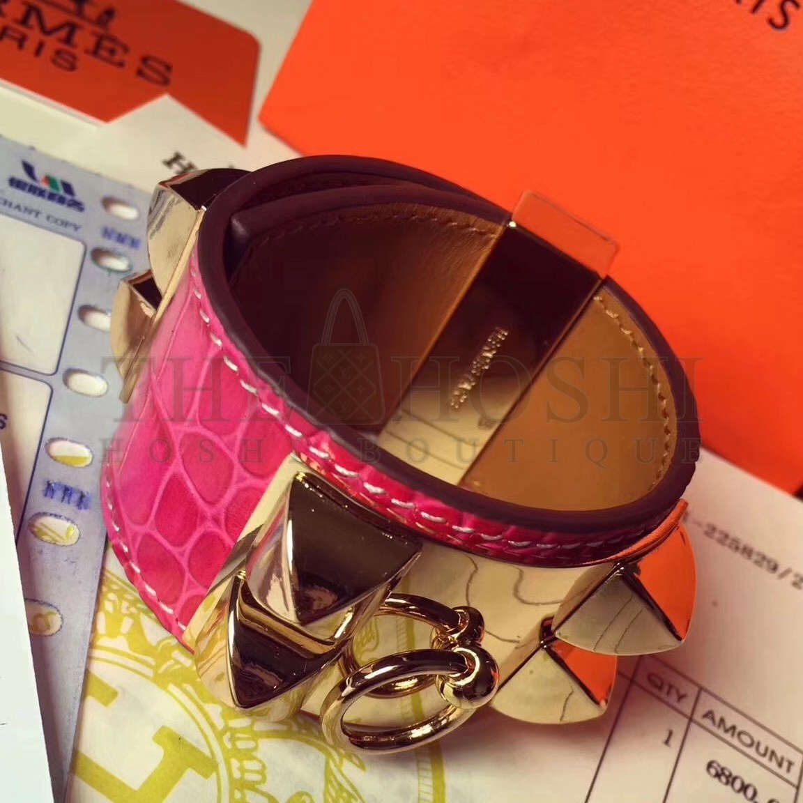 H**me5 Rose Red Alligator Collier de Chien Bracelet Size S Master Quality