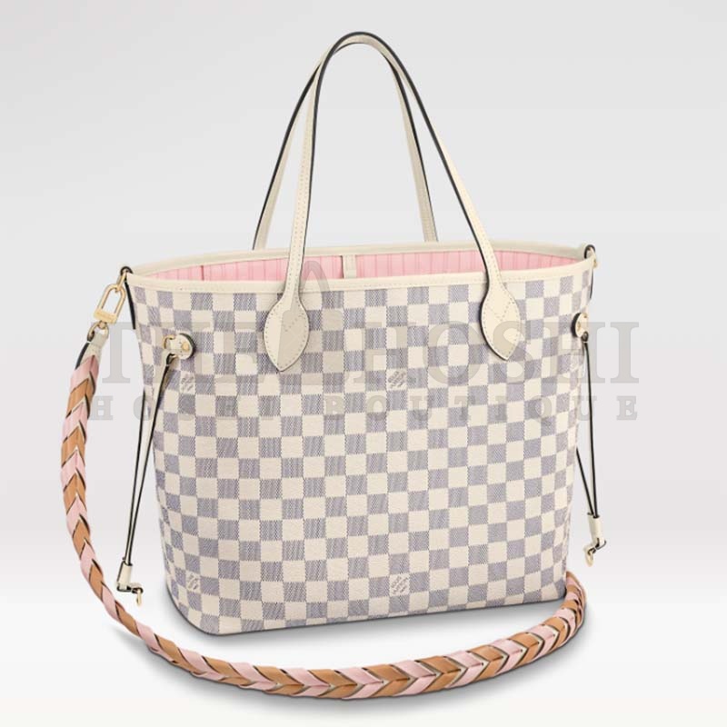 L0vis Vvtt0n LV Women Neverfull MM Tote Bag Damier Azur Coated Canvas Master Quality
