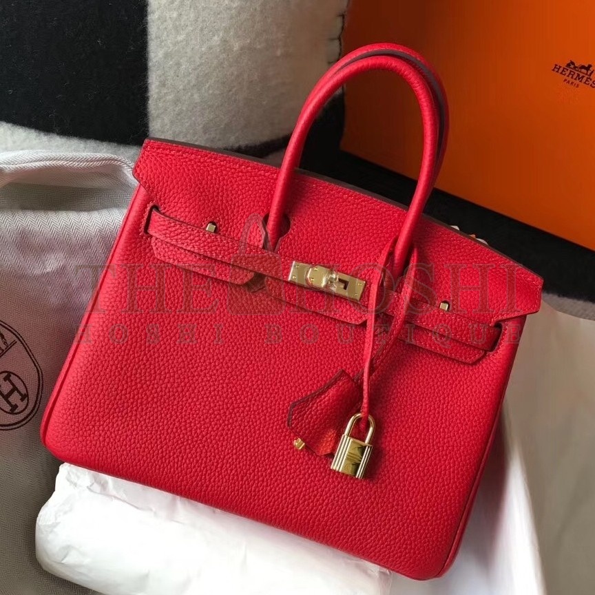 H**me5 Birkin 25cm Bag In Red Clemence Leather Master Quality