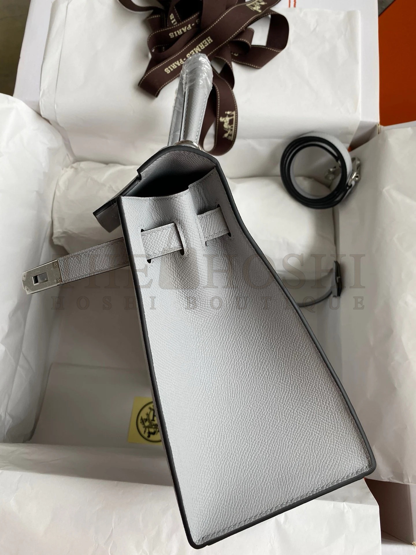 H**me5 Kelly Sellier 32 Handmade Bag in Blue Glacier Epsom Calfskin Master Quality