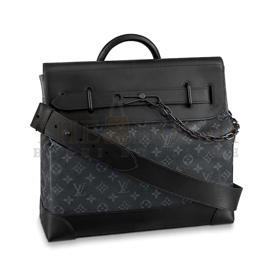 L0vis Vvtt0n LV Men Steamer PM Bag in Monogram Eclipse Coated Canvas-Black Master Quality