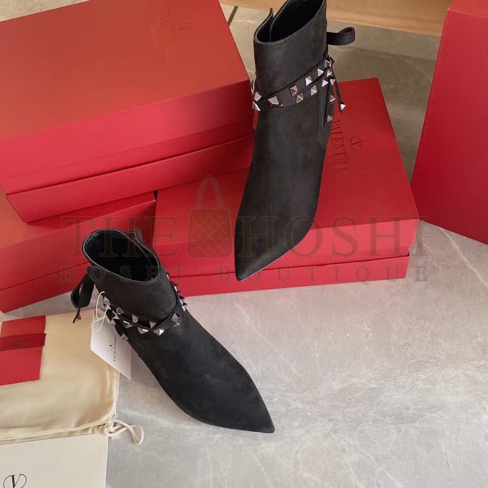 Va1e*ntin0 Rockstud Flair 85MM Ankle Boots In Black Suede Master Quality