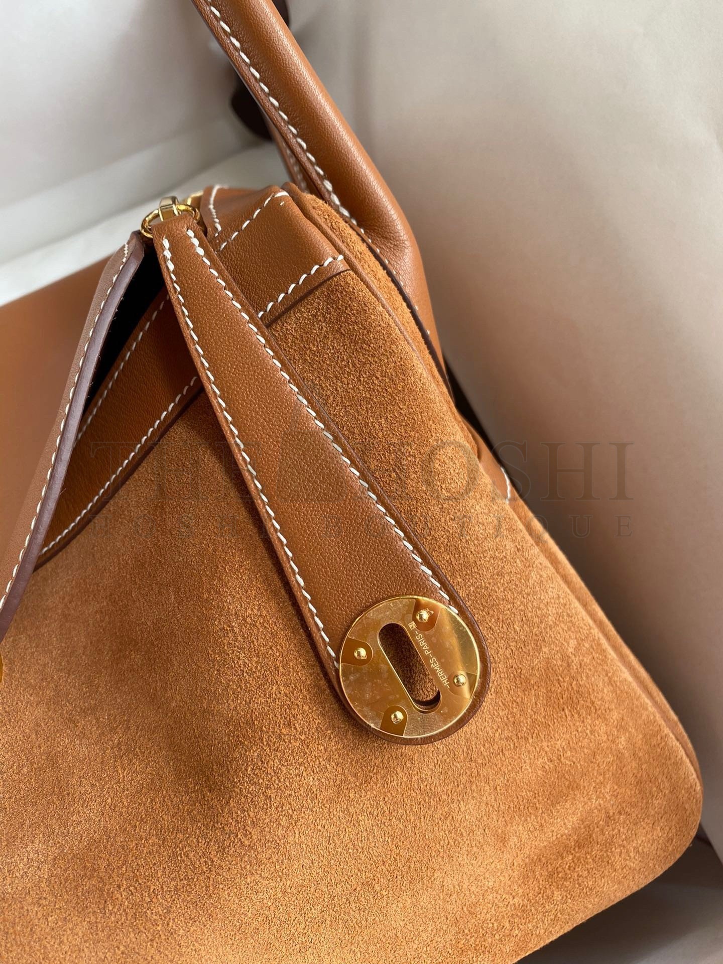 H**me5 Lindy 30 Handmade Bag In Gold Doblis Suede Calfskin Master Quality