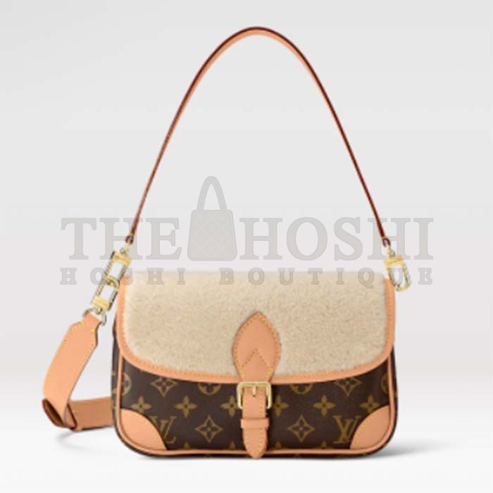 L0vis Vvtt0n LV Women Diane Handbag Beige Brown Monogram Coated Canvas Shearling Master Quality