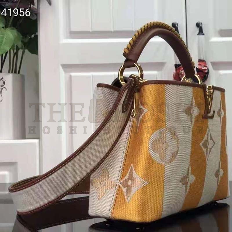 L0vis Vvtt0n LV Women Capucines BB Handbag Yellow Smooth Calfskin and Embroidered Canvas Master Quality